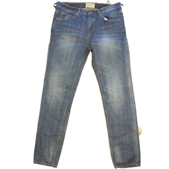 Pull&Bear Co. Men's Slim Fit 5 Pocket Whiskered Denim Jeans Blue Size 34 - Picture 1 of 7